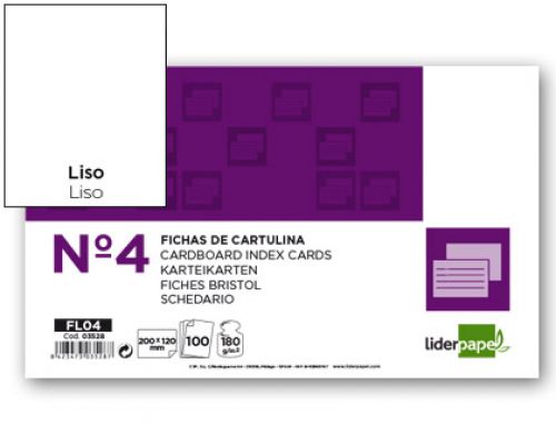 Fichas em cartolina, emb. com 100, 125x200 mm, lisa , Liderpapel , 3528 , 8423473035287